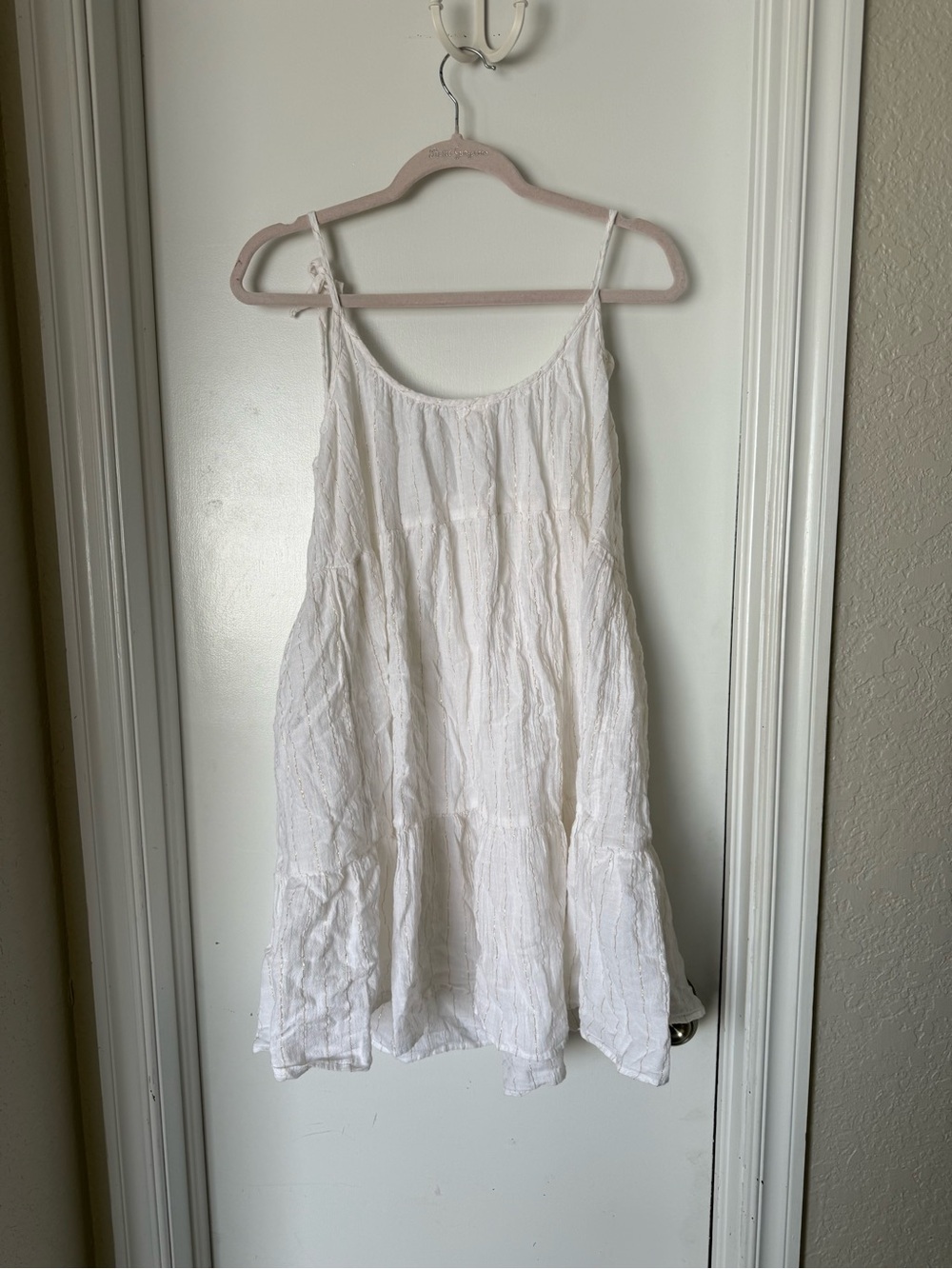 aerie White Tie-Shoulder Tiered Slip Dress - Picture 2 of 3